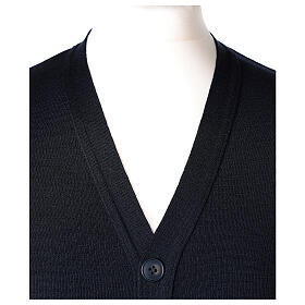Blue cardigan In Primis for priests, pockets and buttons, PLUS SIZES, 50% merino wool 50% acrylic