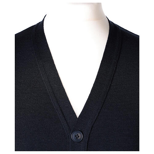 Blue cardigan In Primis for priests, pockets and buttons, PLUS SIZES, 50% merino wool 50% acrylic 2