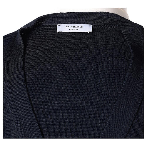Blue cardigan In Primis for priests, pockets and buttons, PLUS SIZES, 50% merino wool 50% acrylic 7