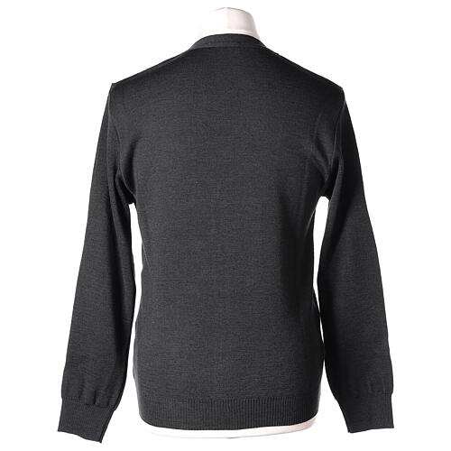 Dark grey cardigan In Primis for priests, pockets and buttons, PLUS SIZES, 50% merino wool 50% acrylic 7