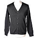 Anthracite priest cardigan with pockets buttons LARGE SIZES 50% merino 50% acr. In Primis s1