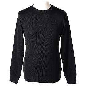 Priest crew-neck sweatshirt In Primis, black colour, PLUS SIZES, 50% merino wool 50% acrylic