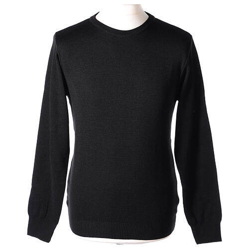 Priest crew-neck sweatshirt In Primis, black colour, PLUS SIZES, 50% merino wool 50% acrylic 1