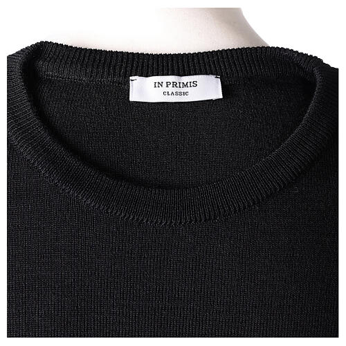 Priest crew-neck sweatshirt In Primis, black colour, PLUS SIZES, 50% merino wool 50% acrylic 6