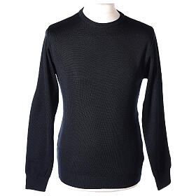 Priest crew-neck sweatshirt In Primis, blue colour, PLUS SIZES, 50% merino wool 50% acrylic