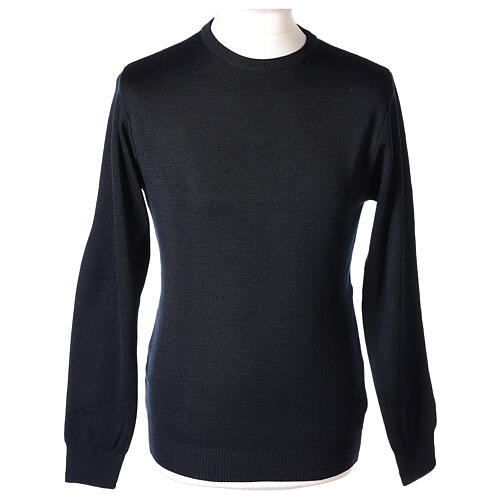 Priest crew-neck sweatshirt In Primis, blue colour, PLUS SIZES, 50% merino wool 50% acrylic 1