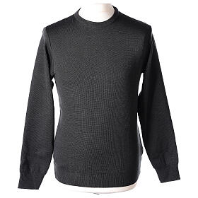 Charcoal crew neck priest sweater LARGE SIZES 50% merino 50% acr. In Primis