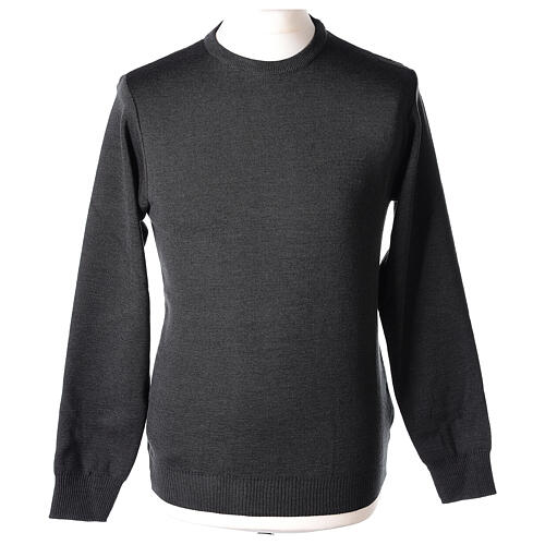 Charcoal crew neck priest sweater LARGE SIZES 50% merino 50% acr. In Primis 1