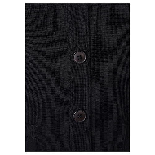 Sleeveless cardigan In Primis for priests, black colour, pockets and buttons, PLUS SIZES, 50% merino wool 50% acrylic 4