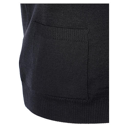 Sleeveless cardigan In Primis for priests, black colour, pockets and buttons, PLUS SIZES, 50% merino wool 50% acrylic 5