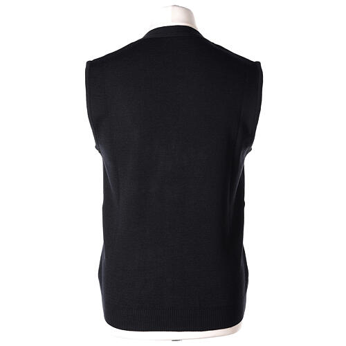 Sleeveless cardigan In Primis for priests, black colour, pockets and buttons, PLUS SIZES, 50% merino wool 50% acrylic 6