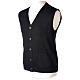 Sleeveless cardigan In Primis for priests, black colour, pockets and buttons, PLUS SIZES, 50% merino wool 50% acrylic s3