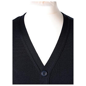 Sleeveless blue cardigan In Primis for priests with pockets and buttons, PLUS SIZES