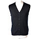 Sleeveless blue cardigan In Primis for priests with pockets and buttons, PLUS SIZES s1