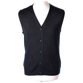 Blue open priest vest with button pockets SIZES CONF. Primarily