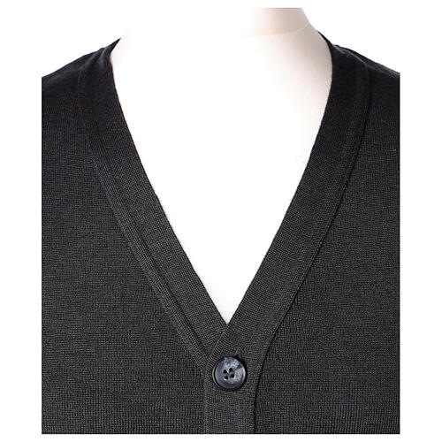 Sleeveless cardigan In Primis for priests, blue colour, pockets and buttons, PLUS SIZES, 50% merino wool 50% acrylic 2