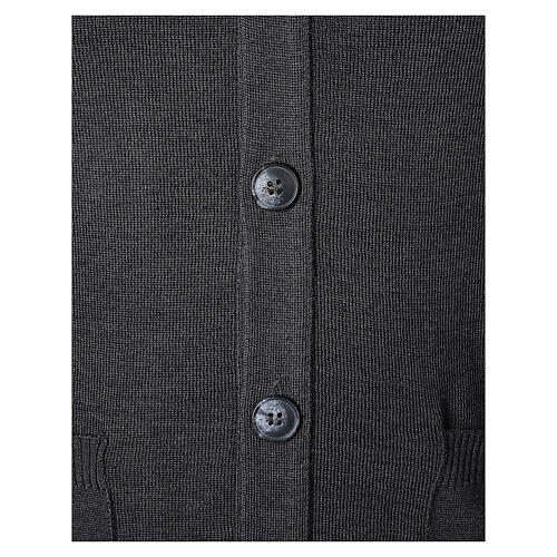 Sleeveless cardigan In Primis for priests, blue colour, pockets and buttons, PLUS SIZES, 50% merino wool 50% acrylic 4
