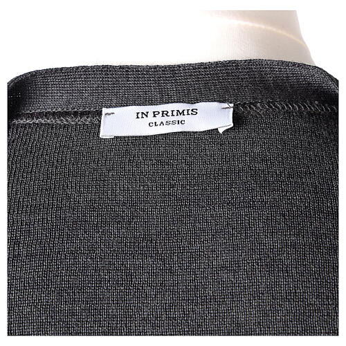 Sleeveless cardigan In Primis for priests, blue colour, pockets and buttons, PLUS SIZES, 50% merino wool 50% acrylic 7