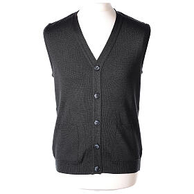 Anthracite priest vest with button pockets PLUS SIZE In Primis
