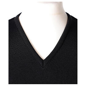 Black vest In Primis for priests, V-neck, PLUS SIZES, 50% merino wool 50% acrylic