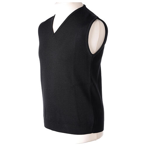 Black vest In Primis for priests, V-neck, PLUS SIZES, 50% merino wool 50% acrylic 3