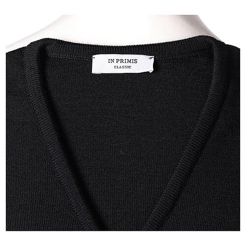 Black vest In Primis for priests, V-neck, PLUS SIZES, 50% merino wool 50% acrylic 5