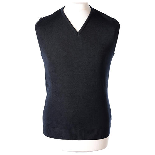 Blue vest In Primis for priests, V-neck, PLUS SIZES, 50% merino wool 50% acrylic 1