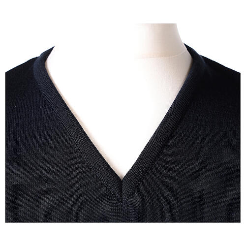 Blue vest In Primis for priests, V-neck, PLUS SIZES, 50% merino wool 50% acrylic 2