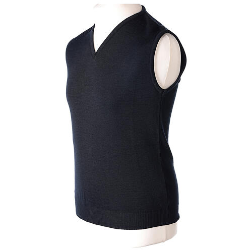 Blue vest In Primis for priests, V-neck, PLUS SIZES, 50% merino wool 50% acrylic 3