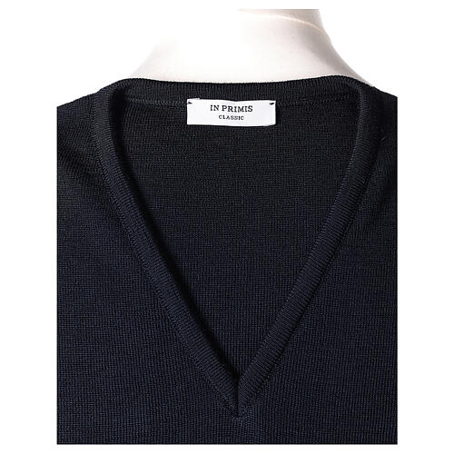 Blue vest In Primis for priests, V-neck, PLUS SIZES, 50% merino wool 50% acrylic 5