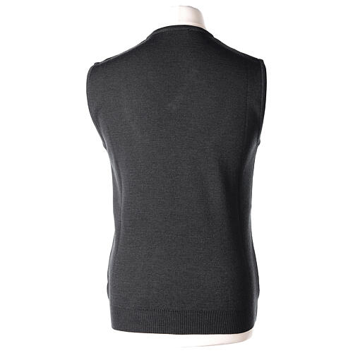 Dark grey vest In Primis for priests, V-neck, PLUS SIZES, 50% merino wool 50% acrylic 4