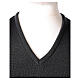 Dark grey vest In Primis for priests, V-neck, PLUS SIZES, 50% merino wool 50% acrylic s2