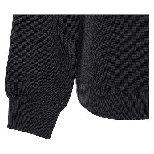 V-neck sweatshirt In Primis for priests, black plain fabric, PLUS SIZES, 50% merino wool 50% acrylic 4