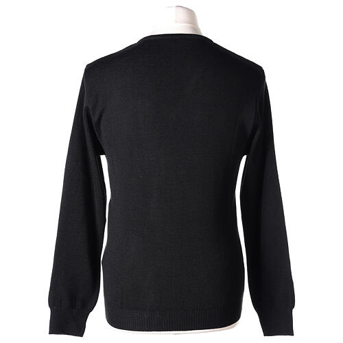 V-neck sweatshirt In Primis for priests, black plain fabric, PLUS SIZES, 50% merino wool 50% acrylic 5
