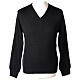 V-neck sweatshirt In Primis for priests, black plain fabric, PLUS SIZES, 50% merino wool 50% acrylic s1