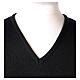 V-neck sweatshirt In Primis for priests, black plain fabric, PLUS SIZES, 50% merino wool 50% acrylic s2