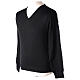 V-neck sweatshirt In Primis for priests, black plain fabric, PLUS SIZES, 50% merino wool 50% acrylic s3
