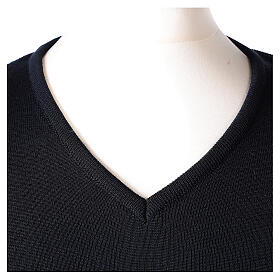 V-neck sweatshirt In Primis for priests, blue plain fabric, PLUS SIZES, 50% merino wool 50% acrylic