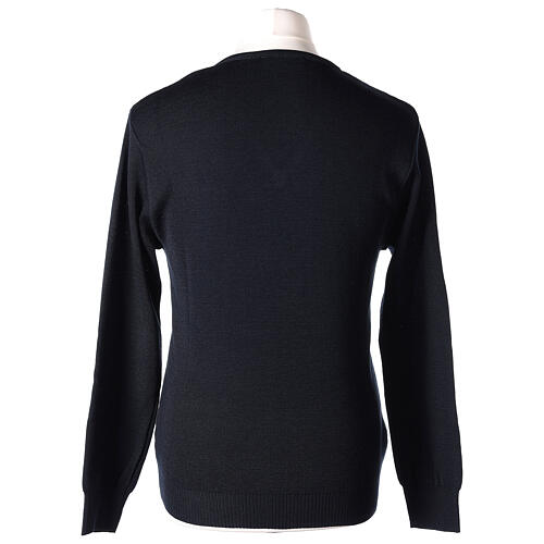 V-neck sweatshirt In Primis for priests, blue plain fabric, PLUS SIZES, 50% merino wool 50% acrylic 5