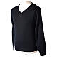 V-neck sweatshirt In Primis for priests, blue plain fabric, PLUS SIZES, 50% merino wool 50% acrylic s3