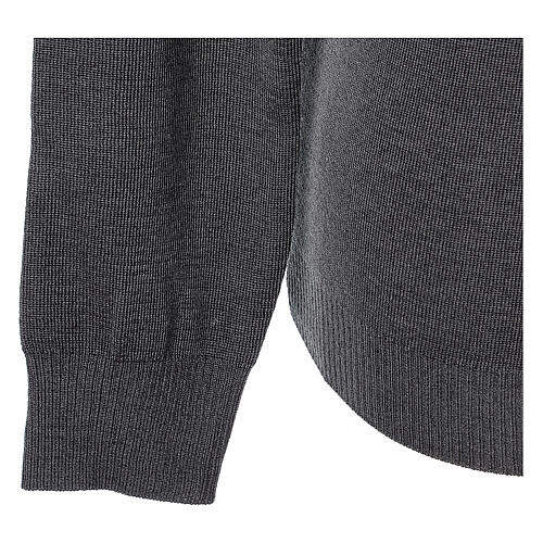 V-neck sweatshirt In Primis for priests, dark grey plain fabric, PLUS SIZES, 50% merino wool 50% acrylic 4