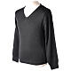 V-neck sweatshirt In Primis for priests, dark grey plain fabric, PLUS SIZES, 50% merino wool 50% acrylic s3