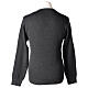 V-neck sweatshirt In Primis for priests, dark grey plain fabric, PLUS SIZES, 50% merino wool 50% acrylic s5