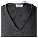 V-neck sweatshirt In Primis for priests, dark grey plain fabric, PLUS SIZES, 50% merino wool 50% acrylic s6