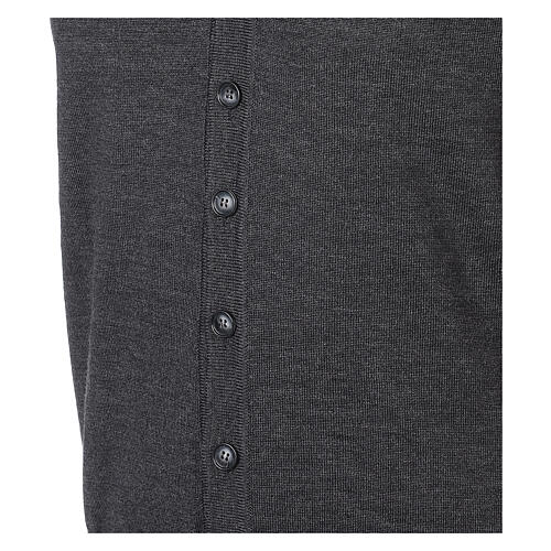 Sleeveless grey wool cardigan In Primis with V-neck and buttons 4