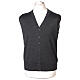 Anthracite sleeveless V-neck wool vest with buttons In Primis s1