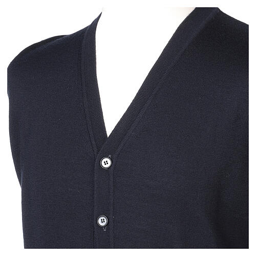 Sleeveless blue wool cardigan In Primis with V-neck and buttons 2