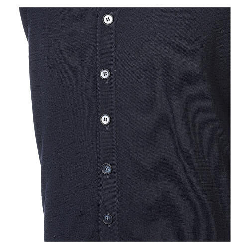 Sleeveless blue wool cardigan In Primis with V-neck and buttons 4