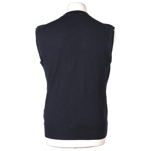 Sleeveless blue wool cardigan In Primis with V-neck and buttons 5