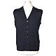 Sleeveless blue wool cardigan In Primis with V-neck and buttons s1